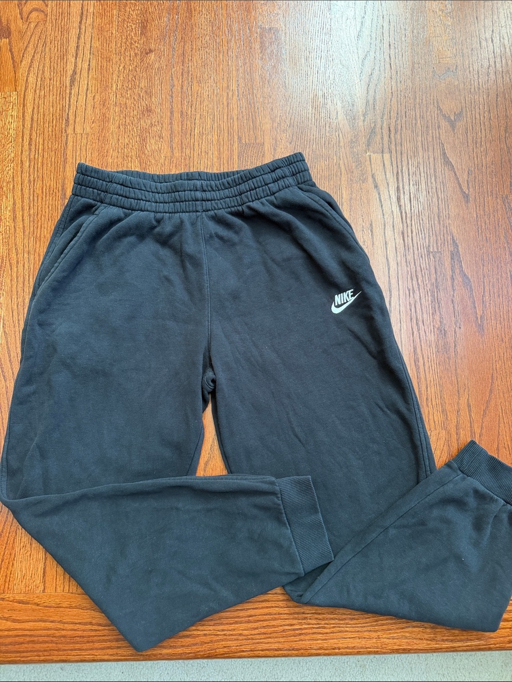 Nike Kids Black Jogger Sweatpants with White Swoosh